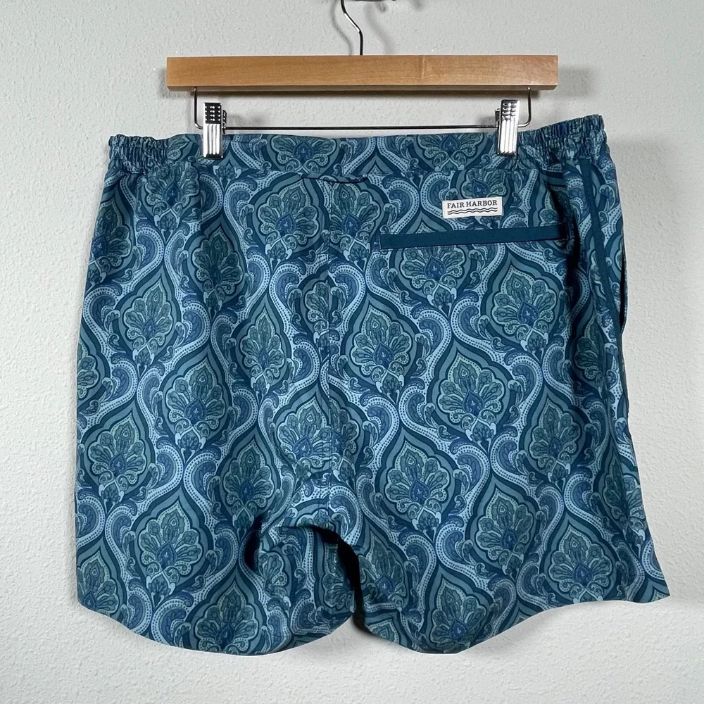 Fair Harbor Mens 36 Blue Paisley Board Shorts Swim Trunks 6